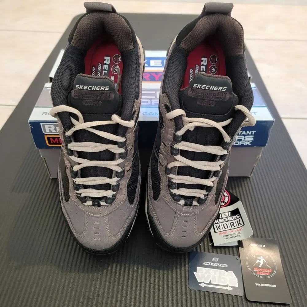 Skechers Men's Gray and Black Slip Resistant Shoes